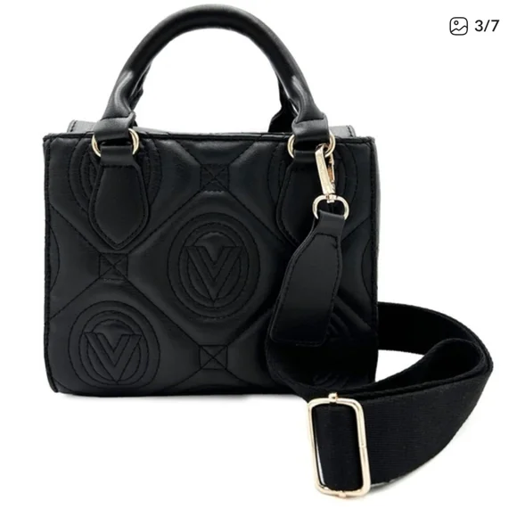 Valentino Orlandi Black Crossbody Bag with Gold Accents - Picture 4 of 6